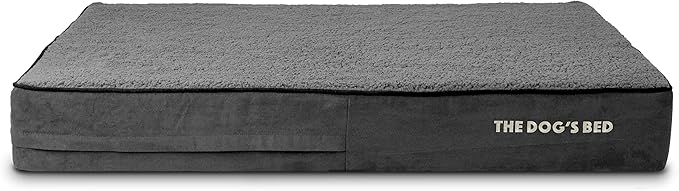 The Dog’s Bed Orthopedic Memory Foam Dog Bed, XL Grey Plush, Pain Relief for Arthritis, Hip & Elbow Dysplasia Post Surgery, Lameness, Supportive Calming, Waterproof Washable Cover, Veterinary Approved