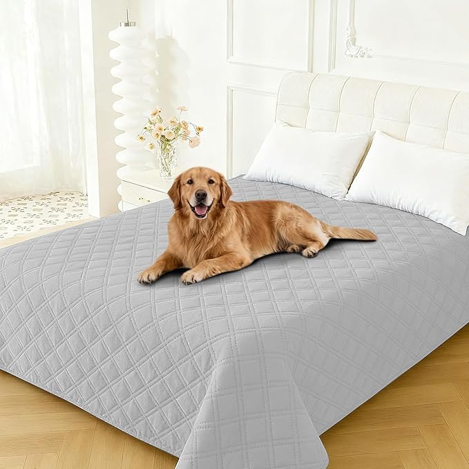 Waterproof Dog Blanket, Non-Slip Soft Pet Bed Cover, Couch Cover for Dogs Washable, Protects Sofa, Furniture, Crate, Car, Tear Resistant Leakproof Pet Blanket (30x53 Inch, Light Grey)
