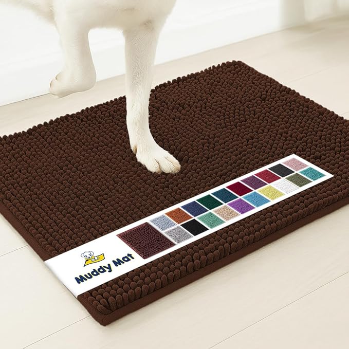 Muddy Mat® AS-SEEN-ON-TV Highly Absorbent Microfiber Door Mat and Pet Rug, Non Slip Thick Washable Area and Bath Mat Soft Chenille for Kitchen Bedroom Indoor and Outdoor - Chocolate Brown 6ft x 9ft