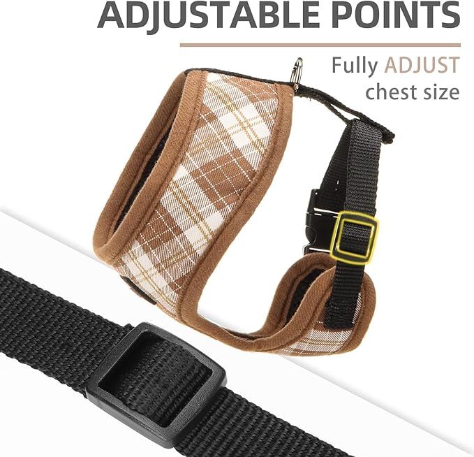 PUPTECK Soft Mesh Dog Harness and Leash Set Pet Puppy Cat Comfort Padded Vest No Pull Harnesses, Brown, M