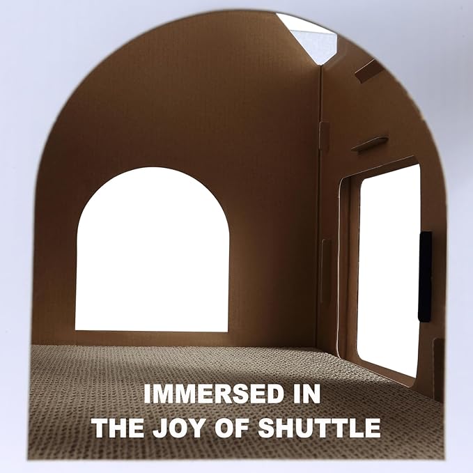 Cardboard Cat House with Scratcher – Coffee Shop Design, 19''L x16''W x15''H, Indoor/Outdoor Cat Playhouse & Hideout, Corrugated Cat Scratch Toy for Cats up to 22 lbs, Small Pets, Cute Home Decor Gift