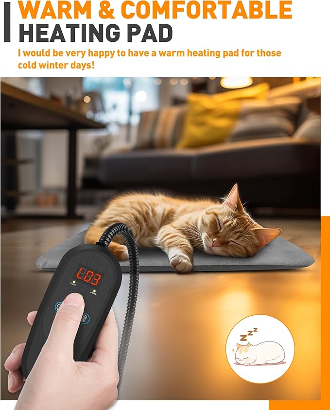 PETNF Pet Heating Pad Temperature Adjustment Anti-bite Puppy with Timer Cat Dog Heating Pad Indoor Waterproof Pet Warming Electric Heated Bed Mat Cat