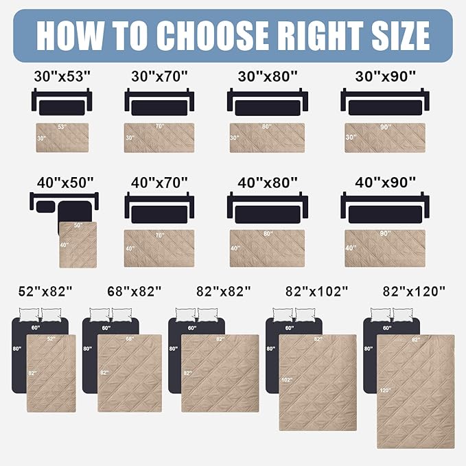 Smiry Waterproof Dog Bed Cover Pet Blanket, Soft Washable Dog Blanket for Furniture Bed Couch Sofa Reversible, Checkered (40"x50", Taupe/Taupe)