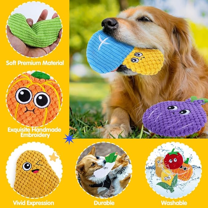 8 Pack Dog Squeaky Toys, Pet Crinkle Toy No Stuffing Dog Chew Toys with Soft, Durable Fabric for Small Medium Breeds, Stuffless Pet Supplies Interactive Puppy Teething Toys to Keep Them Busy