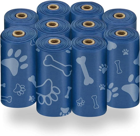 Best Pet Supplies Dog Poop Bags (150 Bags) for Waste Refuse Cleanup, Doggy Roll Replacements for Outdoor Puppy Walking and Travel, Leak Proof and Tear Resistant, Thick Plastic - Royal Blue
