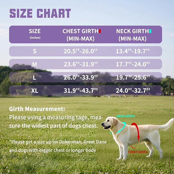 AUROTH Dog Harness and Leash Set, Soft Padded Dog Vest with 5.25FT Dog Leash, No Choke, Easy On Pet Vest, Adjustable Reflective No Pull Dog Harness for Large Dogs, Easy Walking and Training