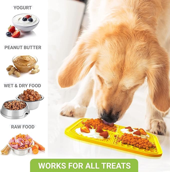 Lick Mat for Dogs, Large Dog Lick Mat with Suction Cups for Anxiety, Peanut Butter Dog Licking Mat Slow Feeder Dispensing Treater Lick Pad for Dogs Cats Grooming Bathing and Training (Green)