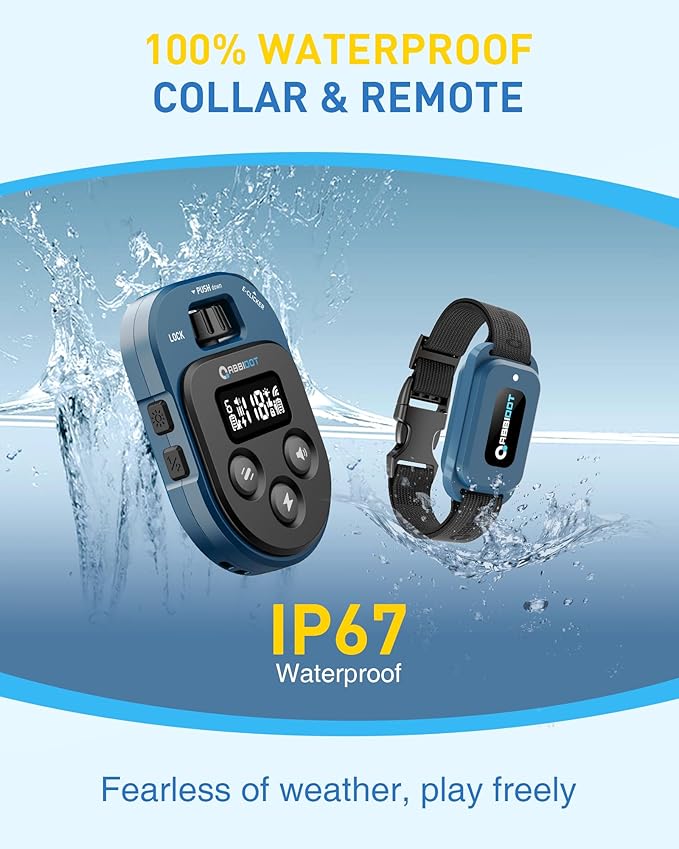 ABBIDOT Dog Shock Collar, 4500FT Dog Training Collar with Remote，IPX7 Waterproof Rating，6 Training Modes (Beep, Vibration, Safe Shock), Enhanced Night Light, Rechargeable E-Collar for Dogs 10-130 lbs