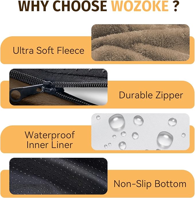 Orthopedic Washable Large Dog Bed: Cooling Dog Bed with Bolsters - Jumbo Bed Waterproof Removable Cover Non-Slip Pet Bed for Extra Large Sized - Coffee