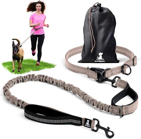 SparklyPets - Hands Free Dog Leash with Reflective Stitches - Waist Leash for Medium & Large Dogs Walking, Hiking, Training, Jogging, Canicross, Running