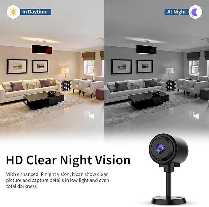 VSTARCAM Tiny Camera for Home Security 1Pcs, 2.4GHz WiFi Portable Battery Operated with IR Night Vision, Human Detection, 136° Wide Angle, Baby Monitor Small Motion Activated Camera