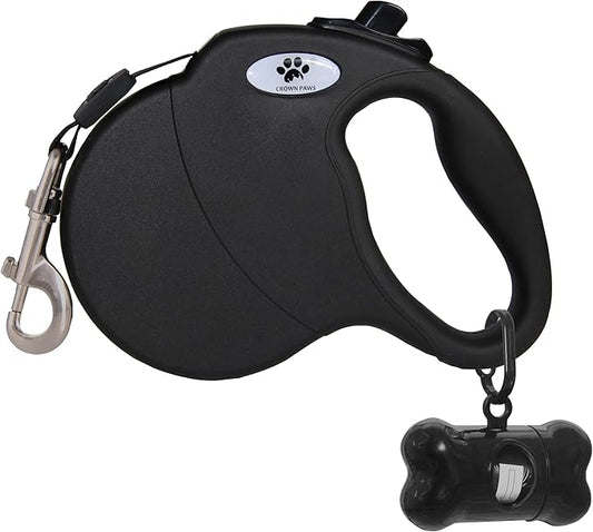16 ft Retractable Dog Leash for Large Dogs up to 44 lbs,Tangle-Free Nylon Tape,Black M