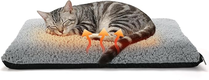 Alphatool 1.6'' Thick Self-Warming Cat Bed - Pet Safe & Non-Electric, Washable Pet Heating Pads, Heated Mat for Indoor & Outdoor Cats, Small Dogs, 15.7 x 23.6in