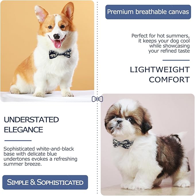 Bowtie Collars for Big Dogs, Elegant Puppy Collars with Leash Set, Dog Collars with Bowtie Adjustable 15.7"-20.9", Black, L