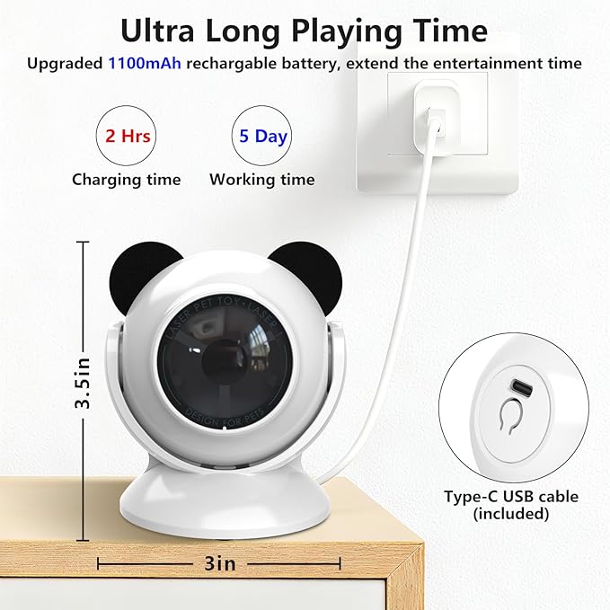 Laser Cat Toys for Indoor Cats, Truly Random Trjajectory, Suction Cup Design, Run Quiet, Interactive Cat Toy Automatic