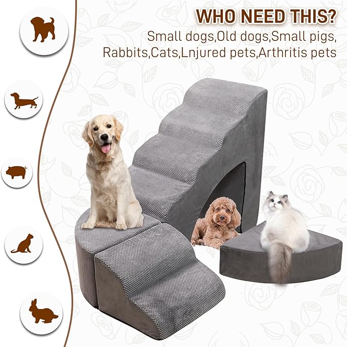 Dog Stairs & Steps for High Beds 30 Inches High Tall, LitaiL 30inch Pet Stairs/Steps for Beds Small Dogs, Non-Slip Dog Ramps for Bed