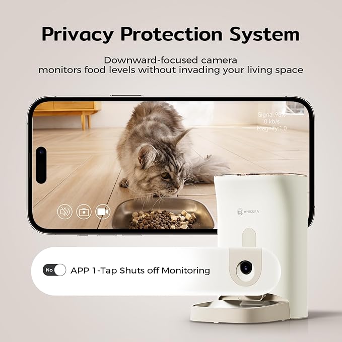 Automatic Cat Feeder with 2K HD Camera: 5G WiFi Automatic Dog Feeder with Night Vision,Cat Food Dispenser with APP,Pet Automatic Feeders Real-Time Video and Voice Call,Detachable for Easy Clean,F1 PRO