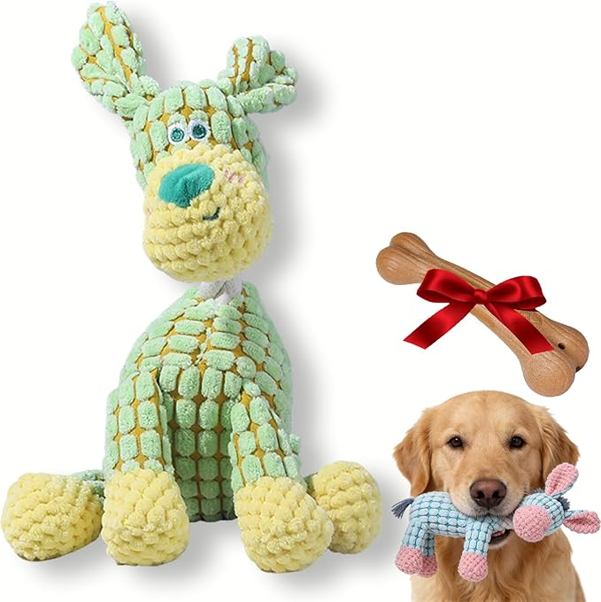 Indestructible Dog Toy - 2026 New Durable Stuffed Squeaky Dog Chew Toys,Dogs Plush Toy for Aggressive Chewers, for Small, Medium&Large Dogs and Puppies,Indoor Teething (Green)