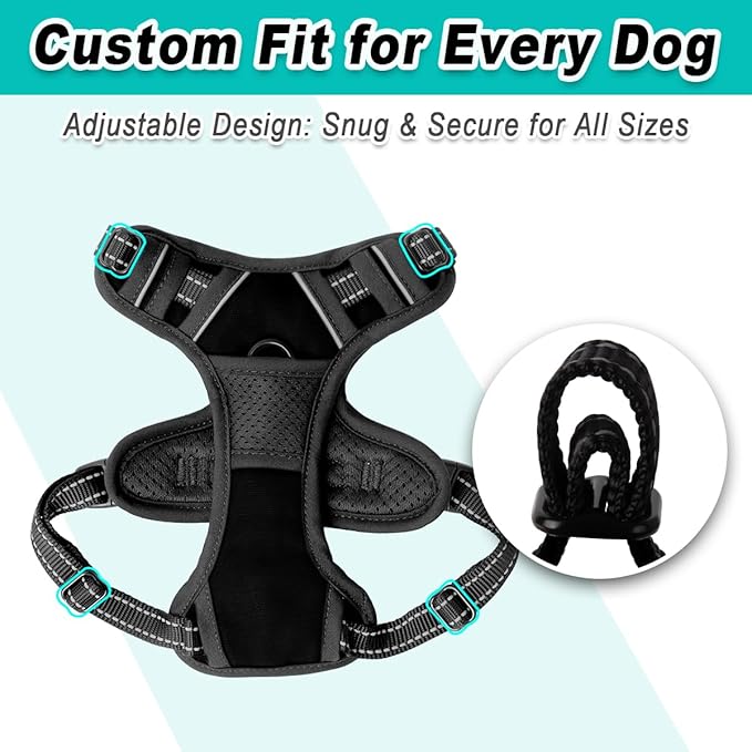 BARKBAY Dog Harness No Pull for Small Dogs - Adjustable, Reflective, Comfortable, No Choke, Heavy-Duty - Perfect for Outdoor Training, Walking, and Hiking - Strong & Durable - XS & Black