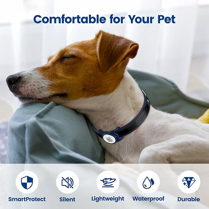 Smart Pet Tracker for Collar - Dog Trackers Location for Pet with Holder, No Monthly Fee, Real-Time Tracking, iOS Only, Emergency Contact, Long-Lasting, Anti-Lost Tracker for Cats, Bag Straps,Blue