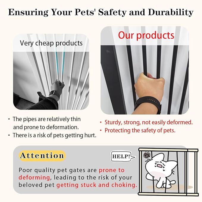 Lumizone Extra Tall Pet Gate 55.12" High Pressure Mounted 50.79"-55.11" Extra Wide (9 Sizes) 1.37" Gap for Cat Dog Stairs Doorway Hallway No Drilling Auto-Close (50.79"-55.11" W, Black)