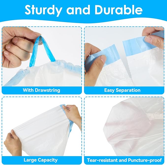 Cat Litter Bags 120 Count, 21.65"x11.8" Drawstring Close Litter Box Liners for Automatic Litter Box,Thick Cat Poop Bags,Easy to Clean,Heavy Duty Robot Bag for Self-Cleaning Box