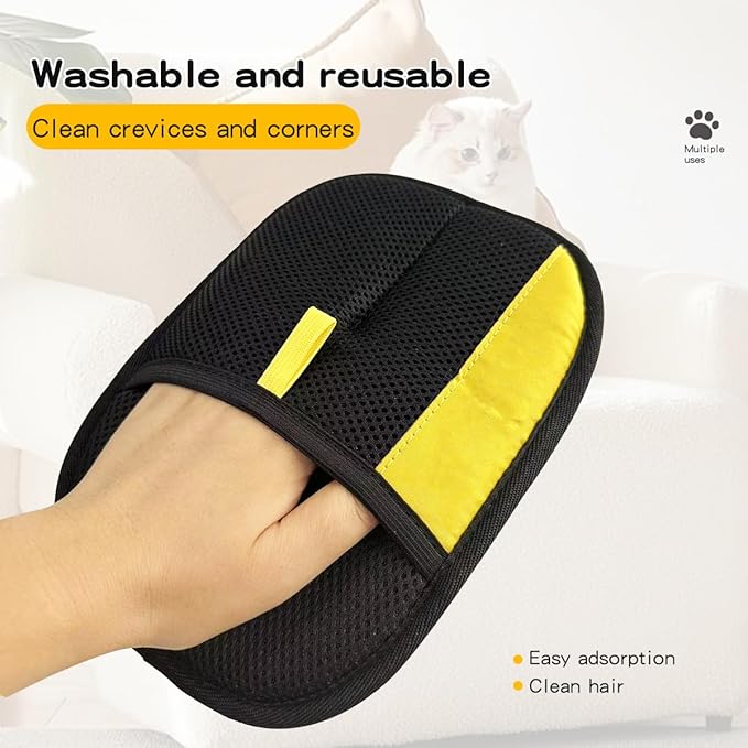 Electrostatic Pet Hair Removal Gloves: Quick Wiping - Reusable & Washable for Sofa Clothing Pet Beds Effortless Cats & Dogs Hair Remover for Busy Pet Owners (3pcs-Black)