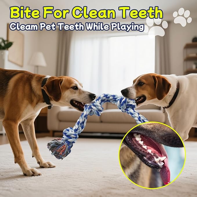 Rocfish [4 Pack] Dog Rope Toys for Aggressive Chewers, Nearly Indestructible Tug of War Toys for Large & Medium Dogs, 100% Cotton, Teeth Cleaning Chew Rope, Heavy Duty Tug of War Dog Toy for Boredom