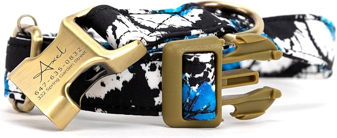 Personalized Dog Collar with Name and Phone Number Engraved,Adjustable Custom Puppy Collar,Organic Cotton Pet Collar for Small Medium Large Boy Girl Dogs