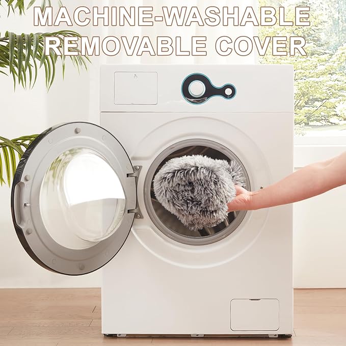 23 inches Donut Dog Bed for Small Dogs - Calming Washable Round Puppy Bed with Removable Cover, Fluffy Plush Pet Bed for Cats & Dogs, Fits up to 25 lbs Pets (Dark Grey,Small)