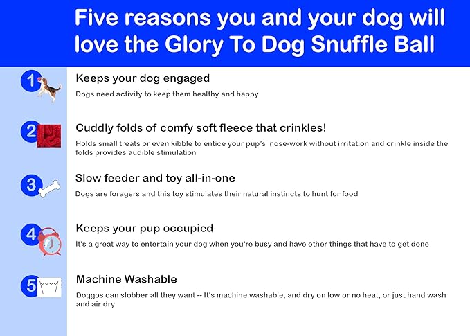 Glory To Dog Puppy and Small Breed Snuffle Interactive Foraging Dog Puzzle Ball Toy Red with Crinkle