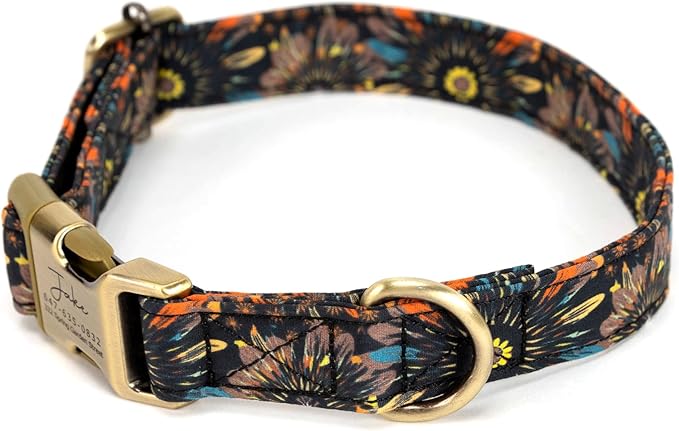Personalized Dog Collar with Name and Phone Number Engraved,Adjustable Custom Puppy Collar,Organic Cotton Pet Collar for Small Medium Large Boy Girl Dogs