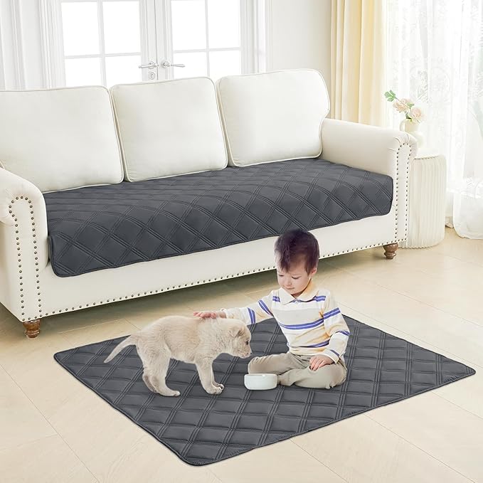 Smiry Waterproof Dog Bed Cover Blanket 40x80, Soft Reversible Pet Blanket, Washable Leakproof Cats Dogs Couch Cover for Sofa, Couch, Furniture, Lattice, Dark Grey/Dark Grey