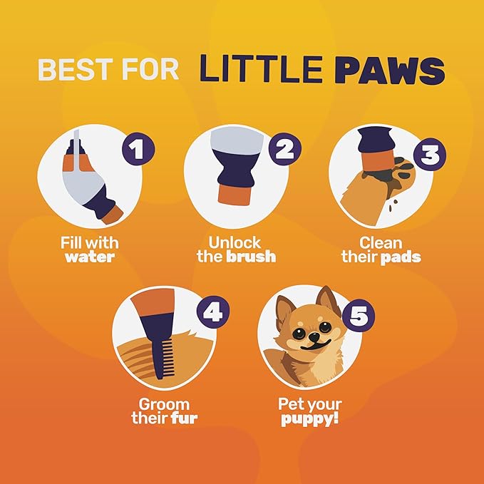 PawBuddy Puppy Paw Cleaner – Essential Paw Washer for Small Dogs & Puppies – Gentle Mud & Buildup Remover – Portable Puppy Grooming Brush & Hygiene Tool for Clean, Healthy Paws