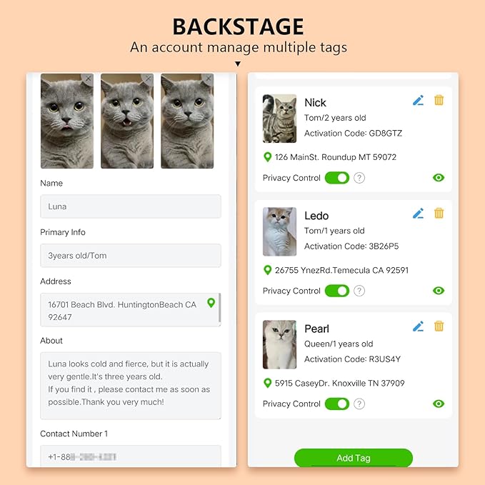 2PCS Breakaway Cat Collars with Bell Cute Star &Moon Safe Kitten Collars with Pendant Glow in The Dark,Airtag Holder Cat Collar with Smart ID tag & QR Code Reflective for GPS Boy Girl Cats (Blue)