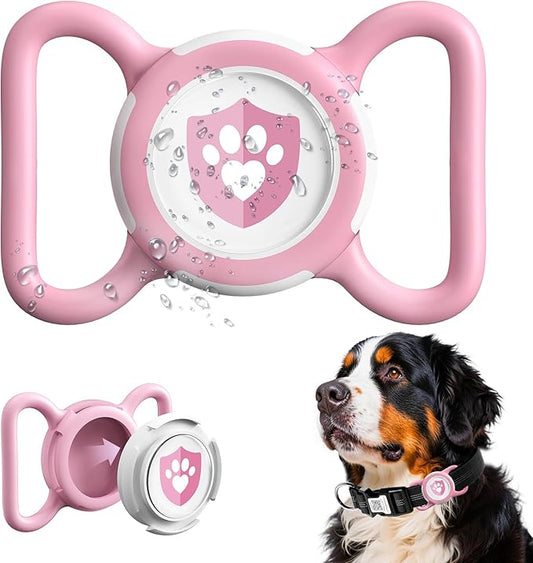 Waterproof AirTag Dog Collar Holder for Apple Tracker Pink