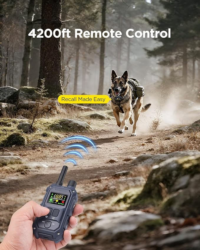 BLACKDOG Military Dog Shock Collar - 4200ft Dog Training Collar with Remote, 4 Training Modes, Flashlight & Strobe, 3-Month Battery, IP67 Waterproof Dog E Collar for All Breeds 5-150lbs (Dark Blue)