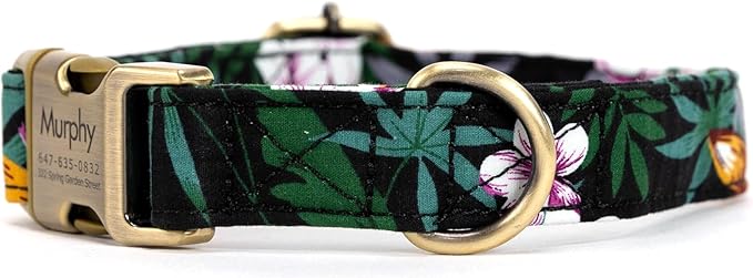 Personalized Dog Collar with Name and Phone Number Engraved,Adjustable Custom Puppy Collar,Organic Cotton Pet Collar for Small Medium Large Boy Girl Dogs