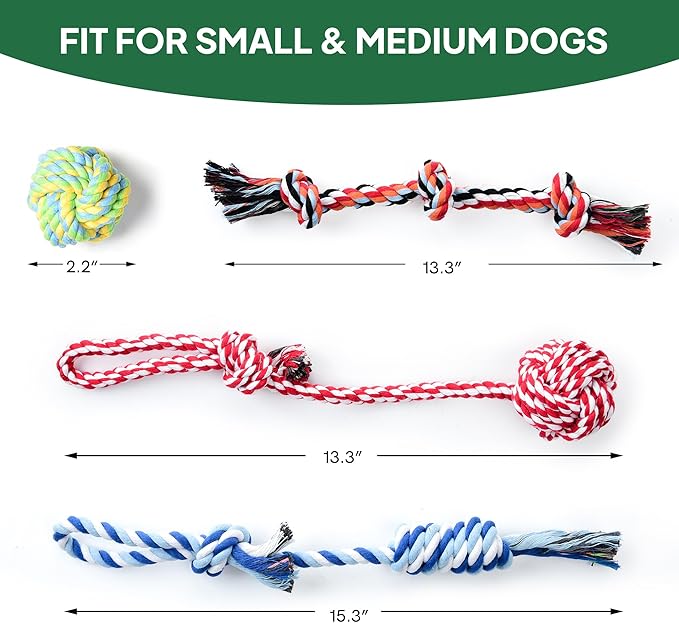TwoEar Dog Rope Toy 4 Pack - Puppy Teething Toys for Small Breed - Indestructible Dog Chew Toys for Aggressive Chewers - Cotton Tug of War Dog Toys for Boredom, Teeth Clean
