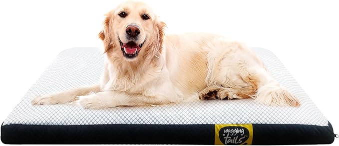 Wagging Tails Dog Bed Mattress with Waterproof Washable Removable Cover | Microfiber & Shredded Memory Foam Dog Crate Bed | Durable, Soft, Cozy Comfort Sleeping Bag for Dog, Cat & Pets | Small