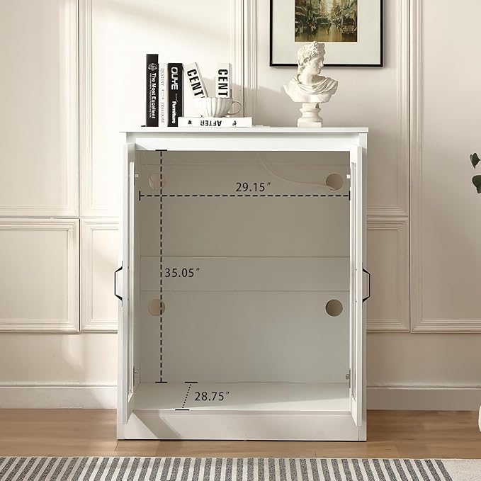 Cat Litter Enclosure with Cat-Observant Glass Doors,Litter Box Cabinet with Cozy LED for Cats,Reversible and Optional Entry(Left or Right),Power Outlet for More Choice, (White)