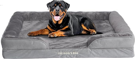 The Dog’s Bed, Orthopedic Standard Foam Waterproof Dog Bed with Standard Support, XXL Silver Grey Plush, Waterproof, Supportive Dog Bed with Replaceable Covers, Veterinary Approved