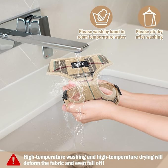 PUPTECK Soft Mesh Dog Harness Small Sized and Leash Set Pet Puppy Cat Comfort Padded Vest No Pull Harnesses, Beige, S