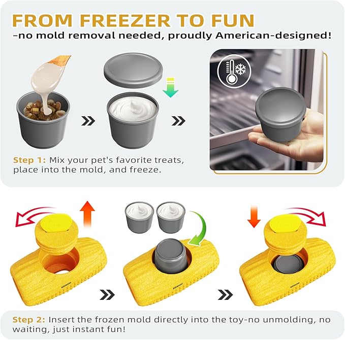 Ansoniser Long-Lasting Interactive Dog Toy - Corn Cob Chew Toy with 2 Removable Snack Pods Aggressive Chewers, 2-in-1 Frozen Treat Dispenser, Easy to Clean Gift