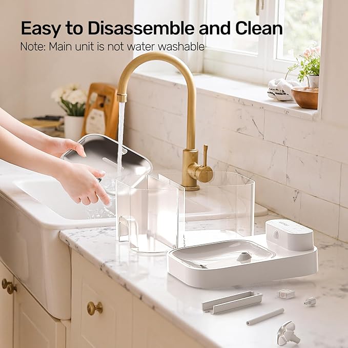 Cat Water Fountain, No Filter Cotton, App Monitoring Wastewater Separation Pet Water Fountain, 5000mAh Battery & Plug-in, 3L/101oz Wireless Automatic Water Dispenser for Cats Indoor, 2.4G Wi-Fi