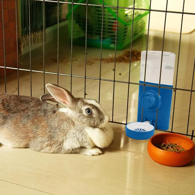 Rypet Hanging Rabbit Water Bottle Cage, 21oz Guinea Pig Water Bottle Dispenser, Automatic Small Pet Cage Water Feeder for Bunny Chinchilla Hamster Hedgehog Ferret Rat Gerbil Small Animal (Blue)