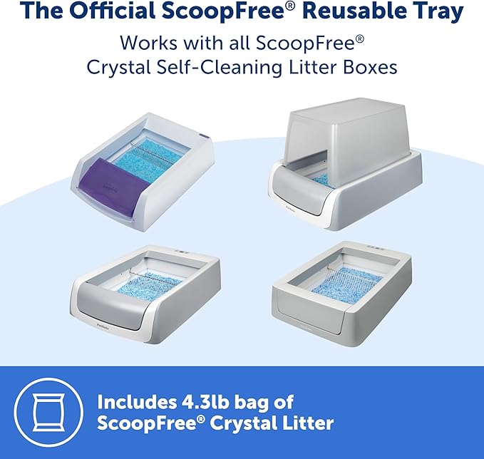 PetSafe ScoopFree Reusable Tray with Crystal Litter - Reduces Waste - Durable Plastic Litter Insert - Fast-Acting Odor Control - Easy to Clean - Self-Cleaning Litter Box Compatible