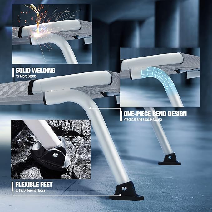 Veehoo Elevated Dog Bed for Outdoor, Cooling Waterproof Raised Dog Cots Beds XL, Curved Off Ground Pet Hammock Cot Lifted for Outside, up to 150lbs, White Legs, Grey 49"