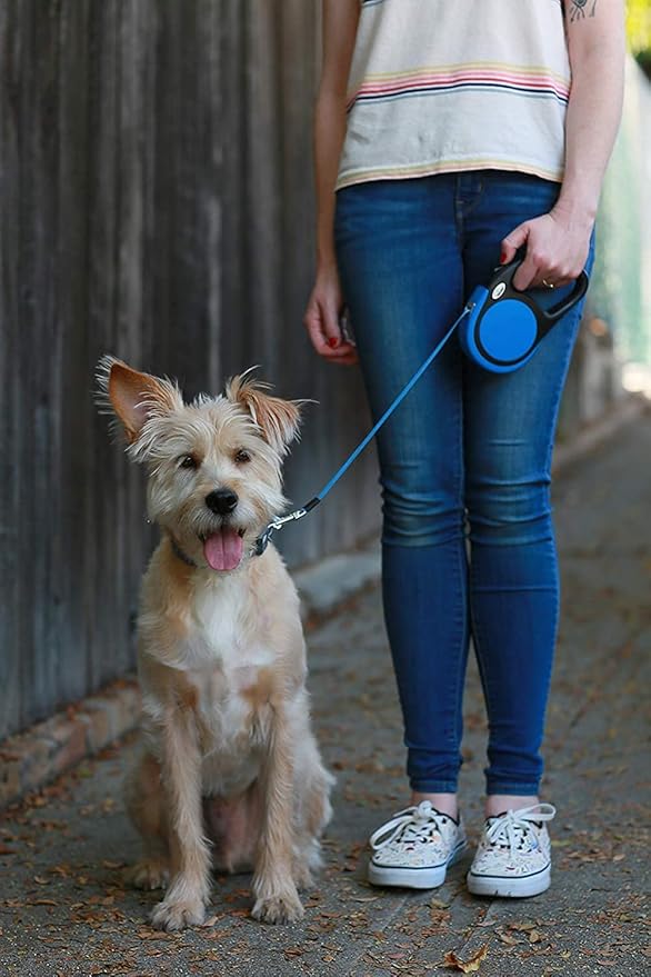 Taglory Retractable Dog Leash, 16ft No Tangle Leash Retractable for Small Medium Dogs Up to 44 lbs, One-Handed Brake, Pause, Lock, Blue