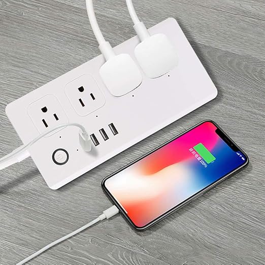 US 120V Smart Plug Compatible with Alexa and Home &IFTTT, Outlet Power Strip with 4 USB Support App Remote Control